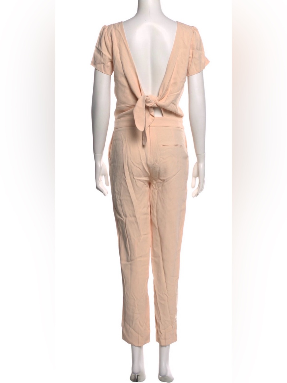 Sezane Peach Open-Back Tie Jumpsuit